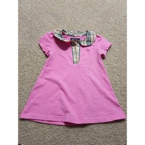 Burberry Black Label Kids Pink Nova Check Collar Polo Dress Size 2